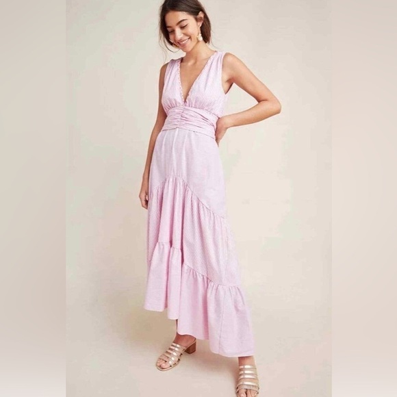 Misa Los Angeles  Kensie Tiered Maxi Dress in pink size S - Picture 1 of 10